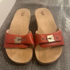 Original collection Dr Scholls Women's Red Leather Mules 10